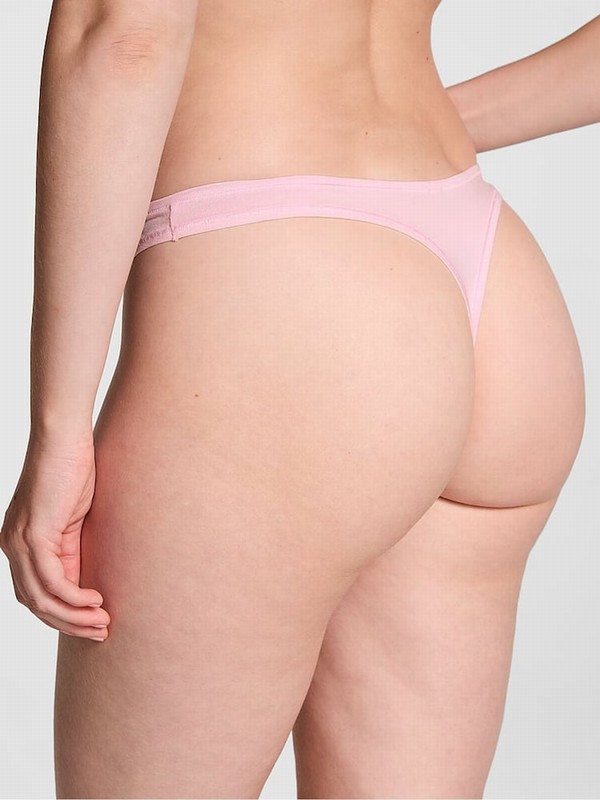 Pink Victoria Secret Tulip Thong Cotton Cheeky Underwear | TEUVY9748