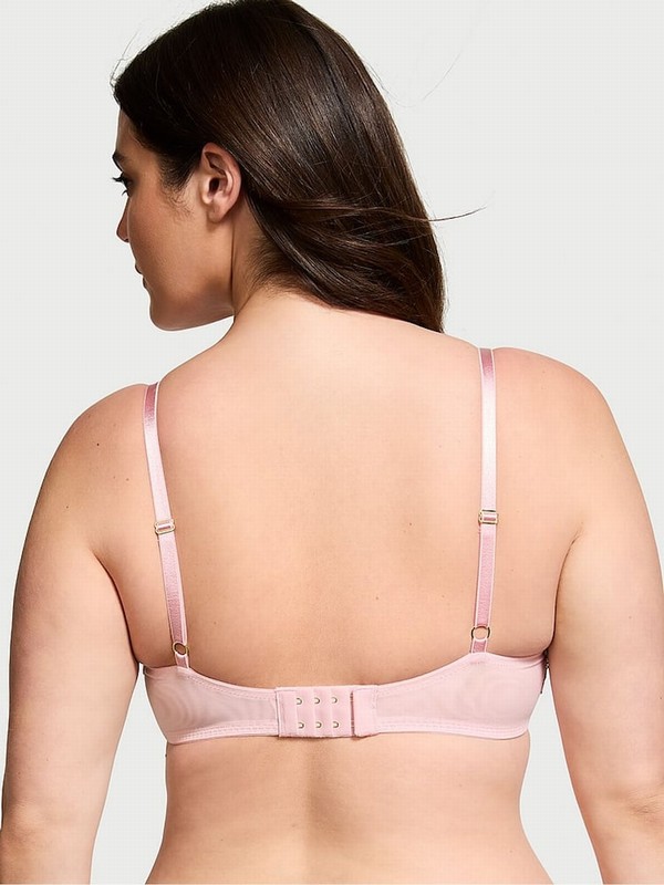 Pink Victoria Secret Unlined Balcony Lily Embroidery Bras | CONUX8107