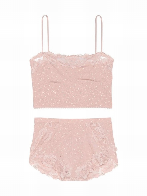 Pink Victoria Secret Zinc Foil Heart Dot Modal Straight Neck Cami Nightwear | AJZQH7931