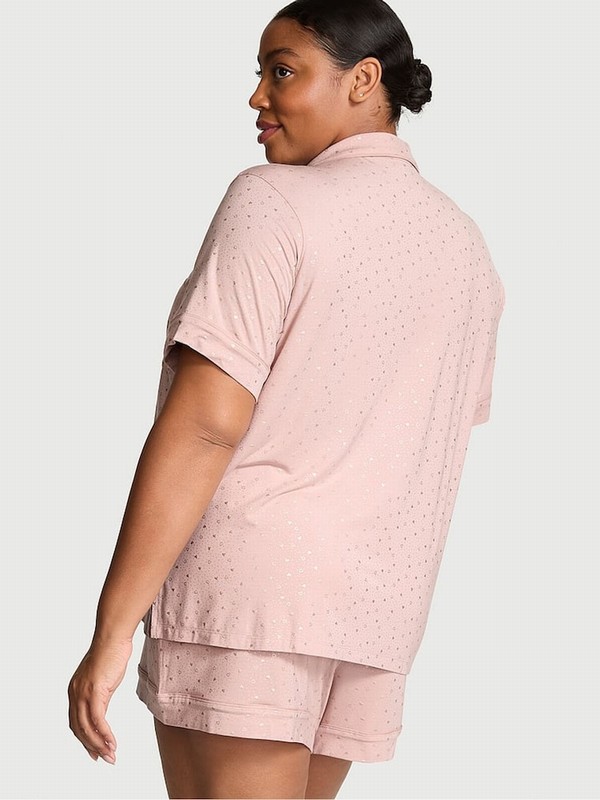 Pink Victoria Secret Zinc Foil Heart Dot Modal Nightwear | DOWQR6591