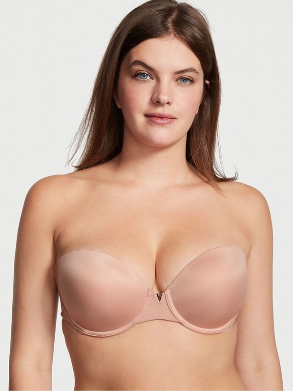 Pink / Beige Victoria Secret Evening Blush Nude Smooth Multiway Strapless Push Up Bras | EKQHS4318