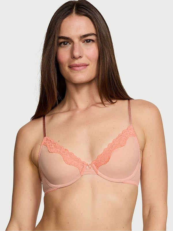 Pink / Beige Victoria Secret Evening Blush Nude Unlined Demi Bras | ZTRBJ9725