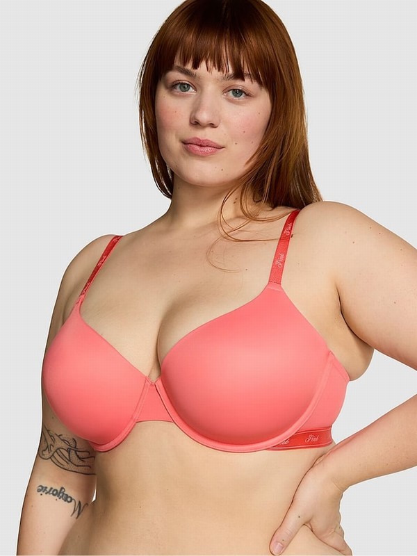 Pink / Coral Victoria Secret Coral Lightly Lined Demi Bras | BXJHT4912
