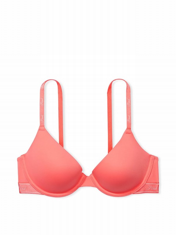 Pink / Coral Victoria Secret Coral Lightly Lined Demi Bras | BXJHT4912