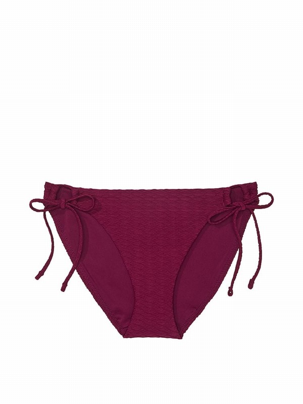 Pink / Dark Red Victoria Secret Rouge Fishnet Tie Side Bikini Bottom | QUOFS1536