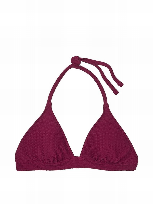 Pink / Dark Red Victoria Secret Rouge Fishnet Halter Bikini Top | FBKVW9562