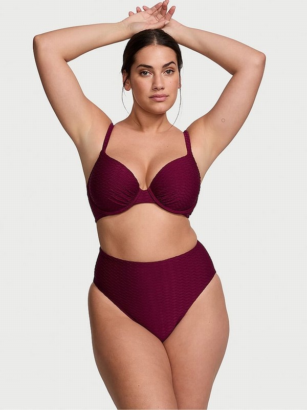 Pink / Dark Red Victoria Secret Rouge Fishnet Padded Bikini Top | BNXTJ2590