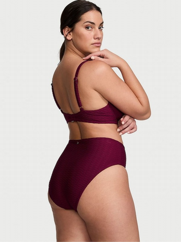 Pink / Dark Red Victoria Secret Rouge Fishnet Padded Bikini Top | BNXTJ2590