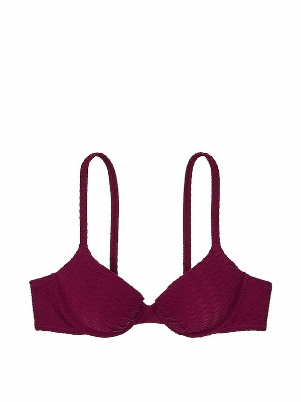 Pink / Dark Red Victoria Secret Rouge Fishnet Padded Bikini Top | BNXTJ2590