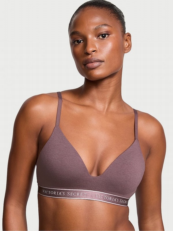 Pink / Purple Victoria Secret Cocoa Blush Logo Band Non WiLightly Lined Bras | DPYMV9374