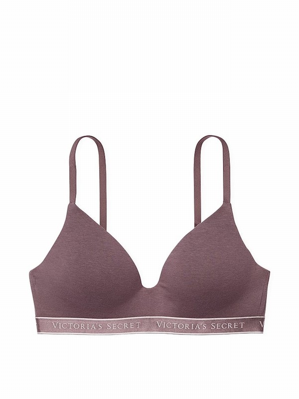 Pink / Purple Victoria Secret Cocoa Blush Logo Band Non WiLightly Lined Bras | DPYMV9374
