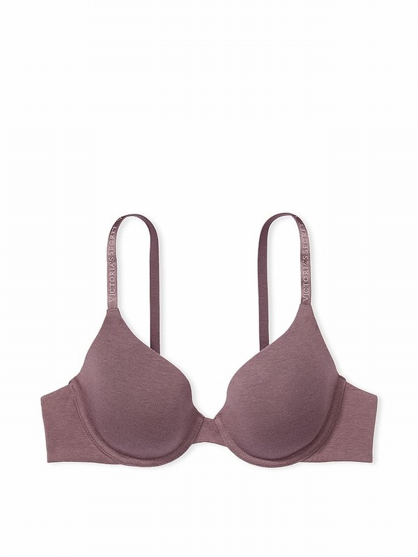 Pink / Purple Victoria Secret Cocoa Blush Logo Strap Full Cup Lightly Lined Bras | EVAHG3702