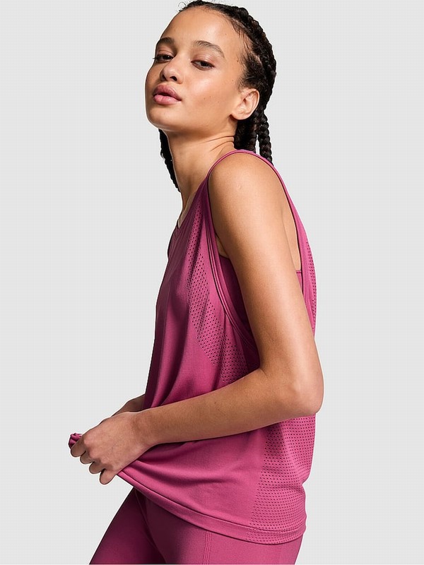 Pink / Purple Victoria Secret Violet Seamless Drapey Muscle Tops | NRIOV0932