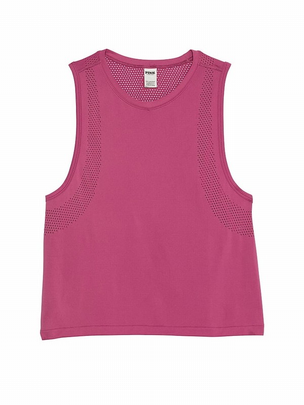 Pink / Purple Victoria Secret Violet Seamless Drapey Muscle Tops | NRIOV0932