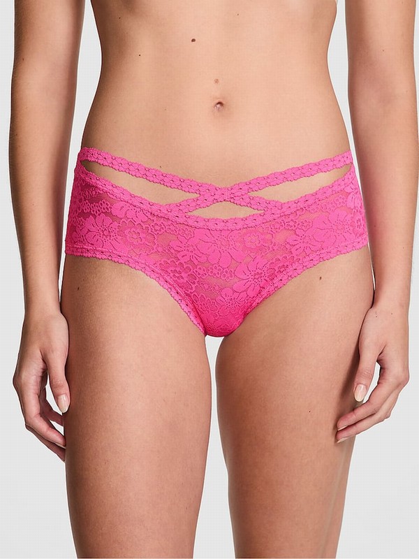 Pink / Rose Victoria Secret Cheeky Floral Lace Underwear | IQOWH2864