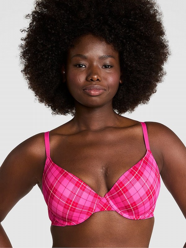 Pink / Rose Victoria Secret Plaid Push Up Bras | EFKRI3790