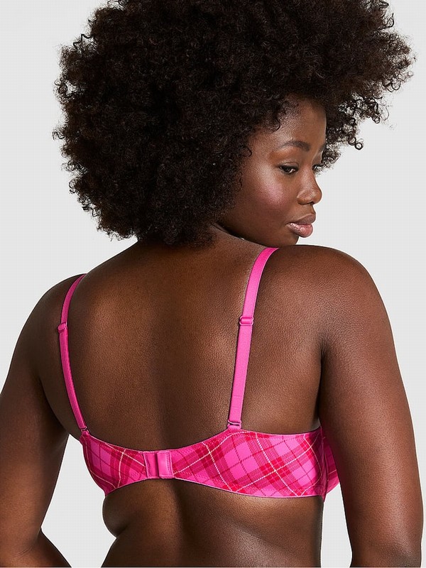 Pink / Rose Victoria Secret Plaid Push Up Bras | EFKRI3790