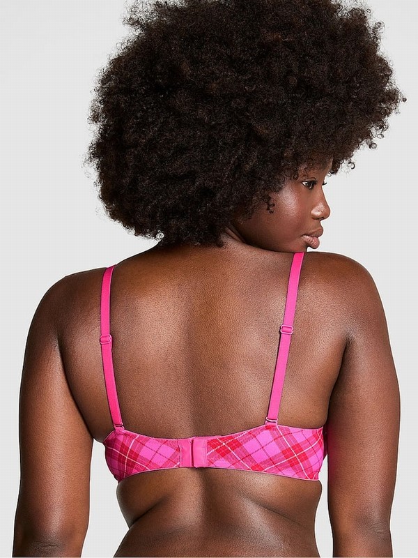 Pink / Rose Victoria Secret Plaid Super Push Up Bras | WHRYN0732
