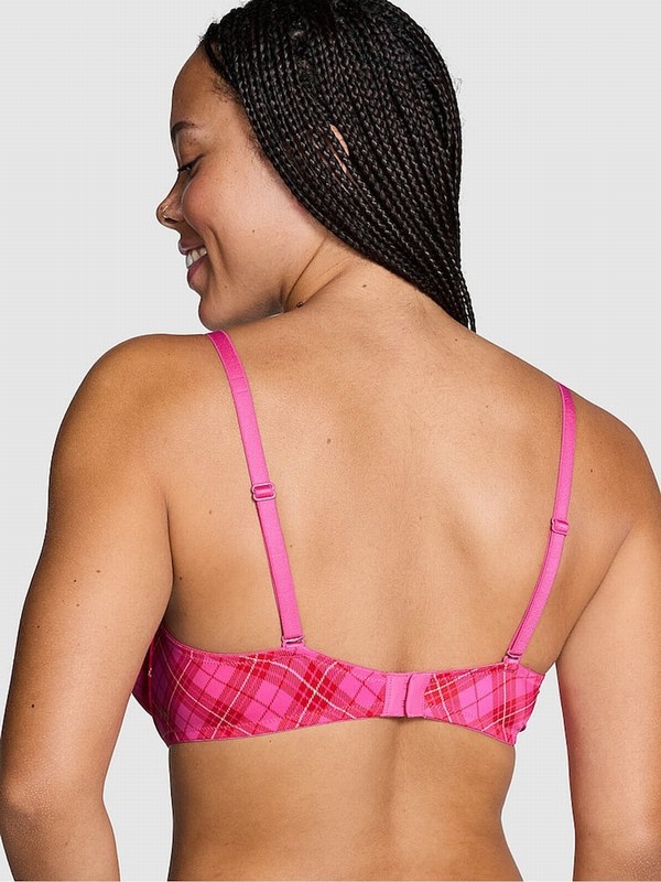 Pink / Rose Victoria Secret Plaid T Shirt Bras | WLFMS6780