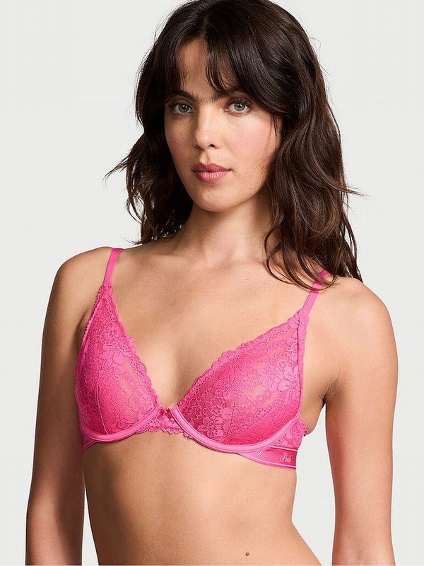 Pink / Rose Victoria Secret Plunge Lace Bras | GYDTF3725