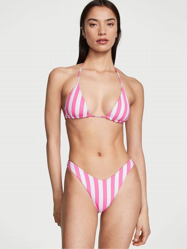 Pink / Stripes Victoria Secret Cabana Triangle Bikini Top | NDQUI1275
