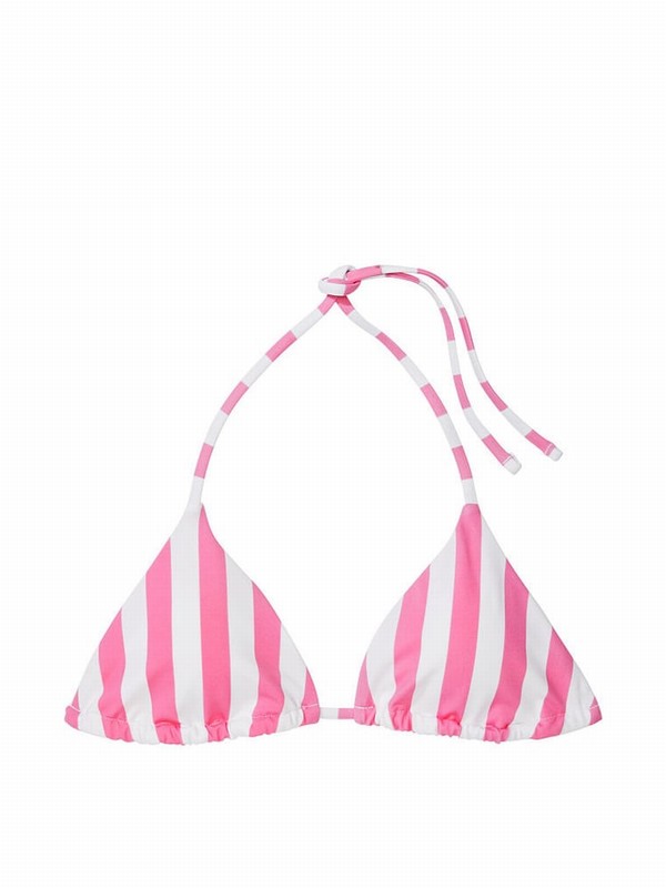 Pink / Stripes Victoria Secret Cabana Triangle Bikini Top | NDQUI1275