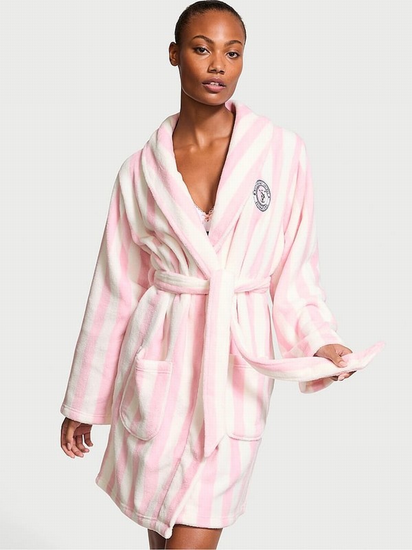 Pink / Stripes Victoria Secret Cosying Gown Lingerie | RQWIS8157