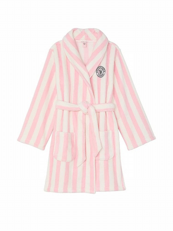 Pink / Stripes Victoria Secret Cosying Gown Lingerie | RQWIS8157