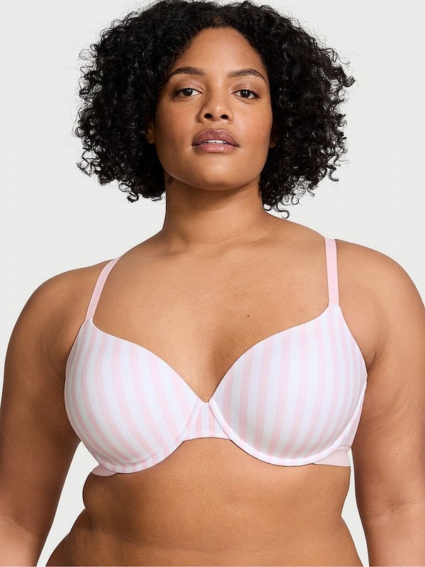 Pink / Stripes Victoria Secret Demi Lightly Lined Bras | MADVL0842