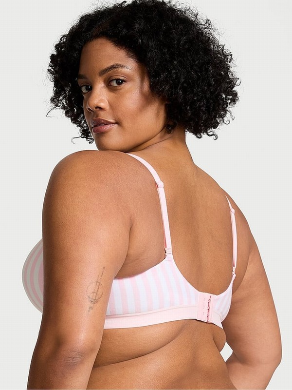 Pink / Stripes Victoria Secret Demi Lightly Lined Bras | MADVL0842