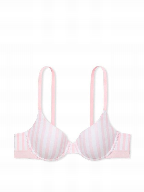 Pink / Stripes Victoria Secret Demi Lightly Lined Bras | MADVL0842