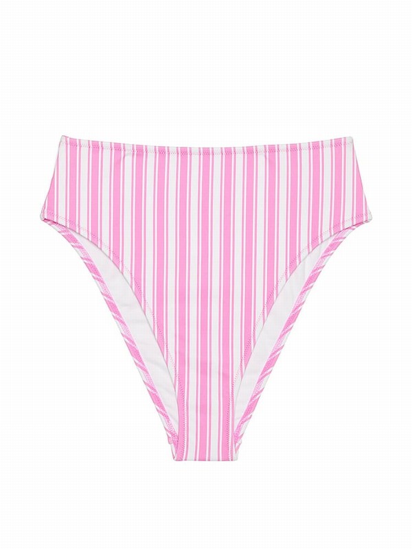 Pink / Stripes Victoria Secret High Waisted Bikini Bottom | TBIAS2890
