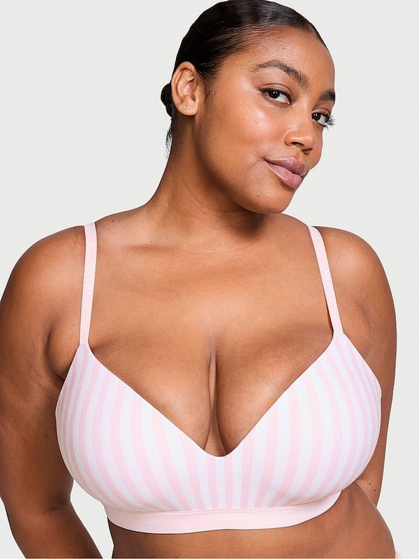 Pink / Stripes Victoria Secret Non WiLightly Lined Bras | POUHJ4298