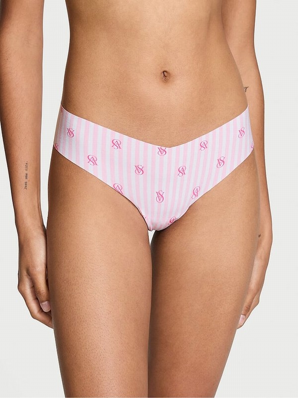 Pink / Stripes Victoria Secret Pretty Blossom Thong Underwear | GEICR6584