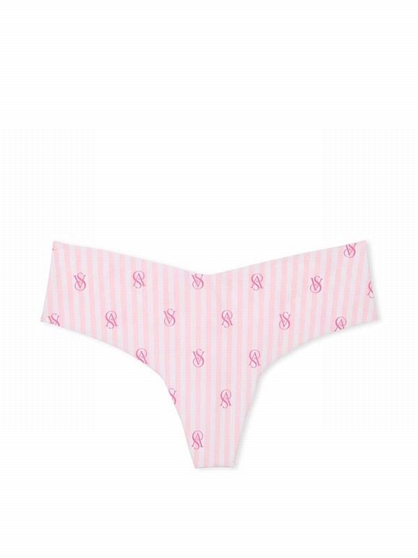 Pink / Stripes Victoria Secret Pretty Blossom Thong Underwear | GEICR6584