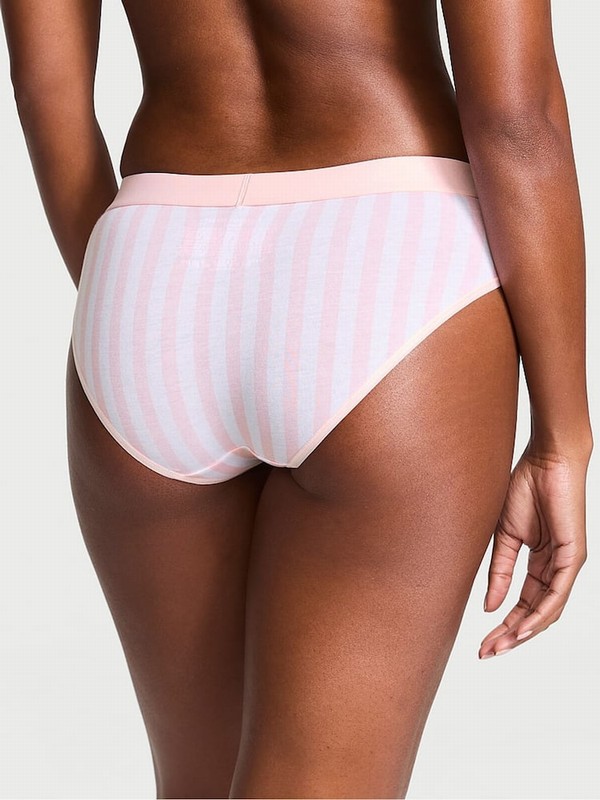 Pink / Stripes Victoria Secret Pretty Blossom Hipster Logo Shine Patch Underwear | BMUZI1839