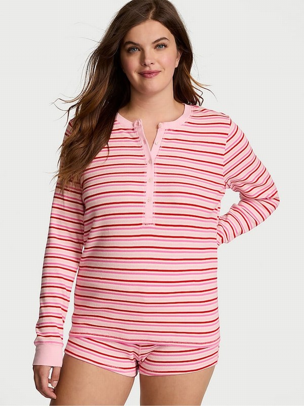 Pink / Stripes Victoria Secret Pretty Blossom Holiday Thermal Nightwear | TRPDV4096