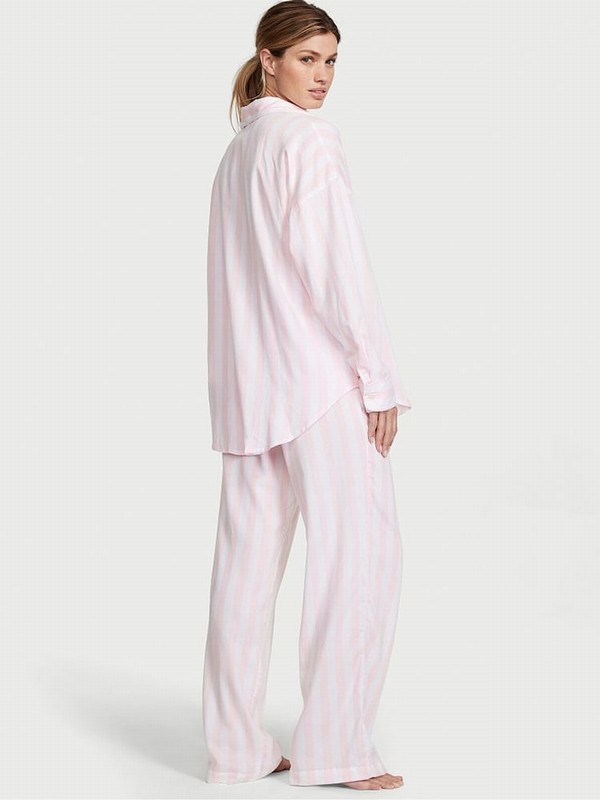 Pink / Stripes Victoria Secret Pretty Blossom Modal Long Nightwear | YEGZQ6401