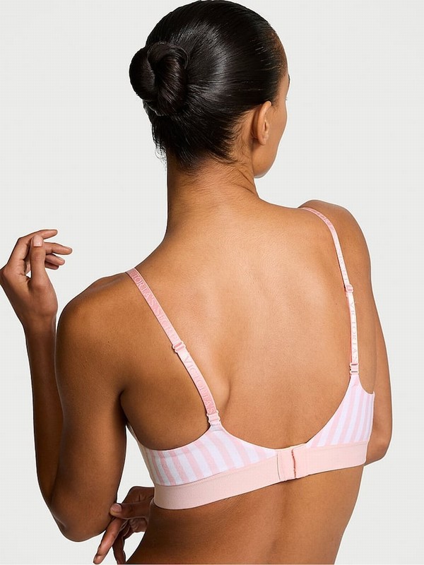 Pink / Stripes Victoria Secret Pretty Blossom Non WiLightly Lined Shine Patch Bras | OUPEM5703