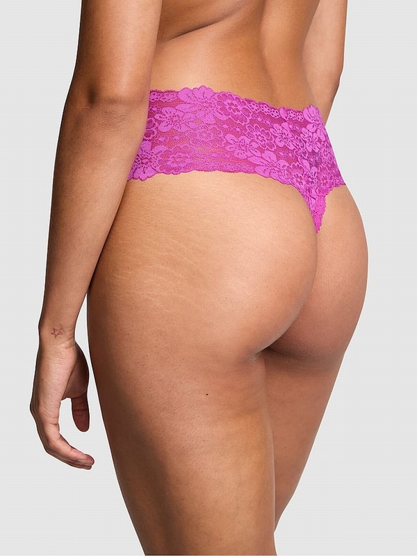 Purple Victoria Secret Berry Bliss Hipster Thong Floral Lace Underwear | KWHFB4780