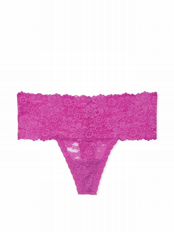 Purple Victoria Secret Berry Bliss Hipster Thong Floral Lace Underwear | KWHFB4780