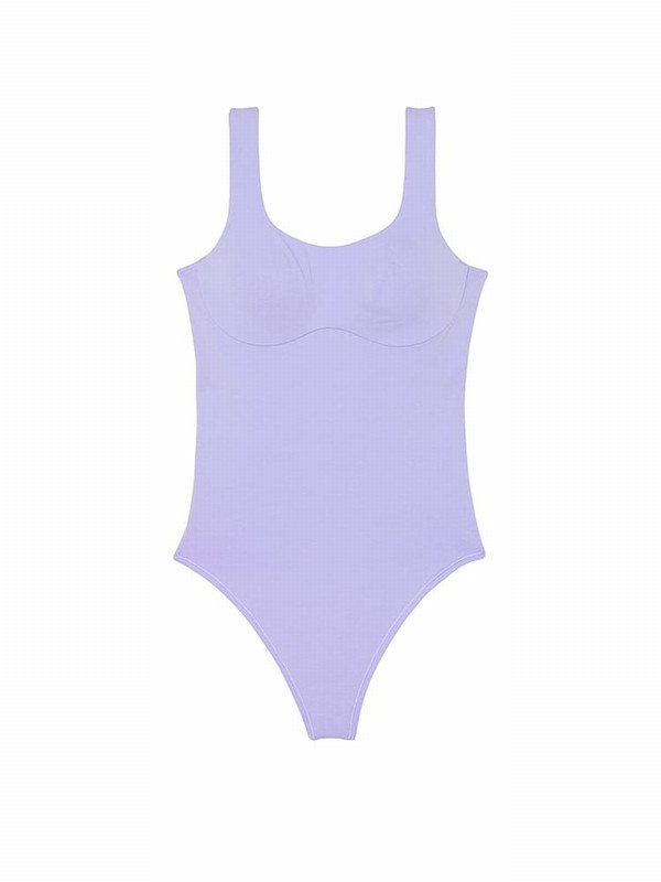 Purple Victoria Secret Cloud Cotton Bodysuit Tops | VBGQA1539