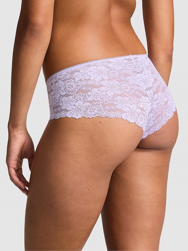 Purple Victoria Secret Cloud Lace Trim Cheeky No Show Underwear | FGJYQ3027