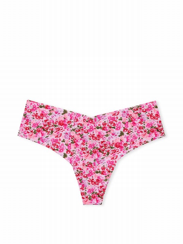 Purple Victoria Secret Delicate Violet Floral Thong Underwear | UZANC0639