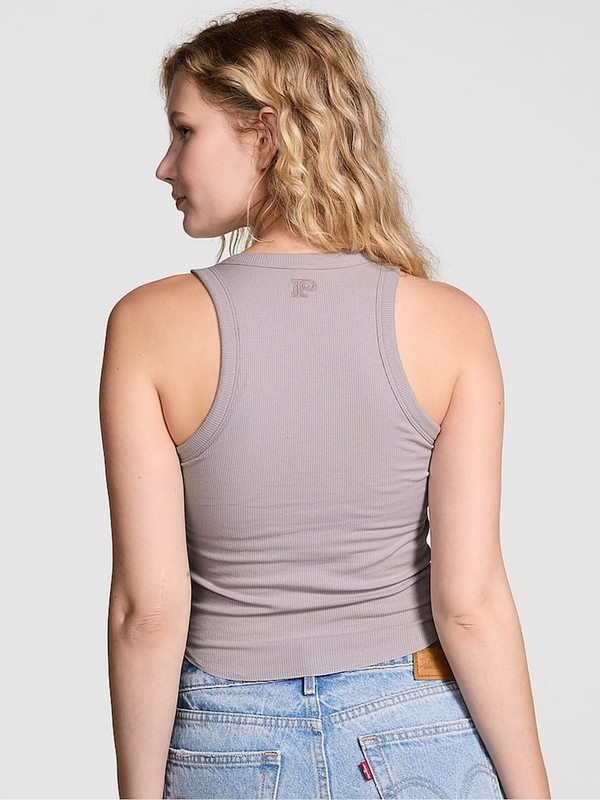 Purple Victoria Secret Dusty High Neck Shrunken Rib Tops | HBNCQ0976