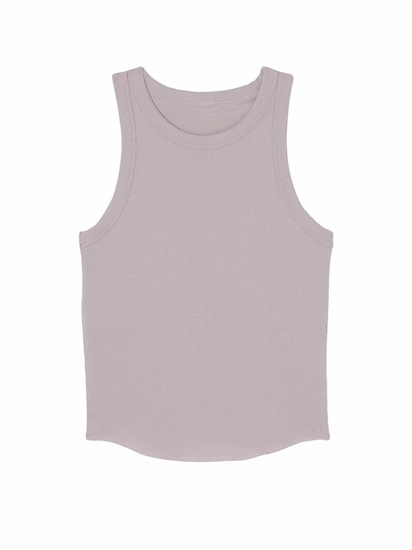 Purple Victoria Secret Dusty High Neck Shrunken Rib Tops | HBNCQ0976