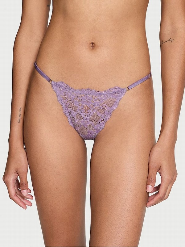 Purple Victoria Secret Frozen Plum Lace G String Underwear | IVDJY0946
