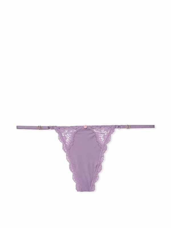 Purple Victoria Secret Frozen Plum Lace Trim G String Underwear | RFBKA7059