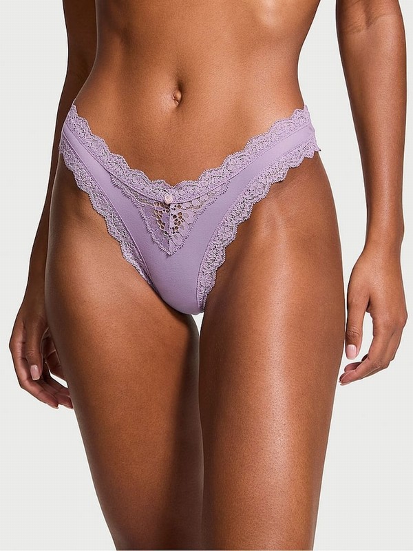 Purple Victoria Secret Frozen Plum Lace Trimzilian Underwear | HLIFN2473