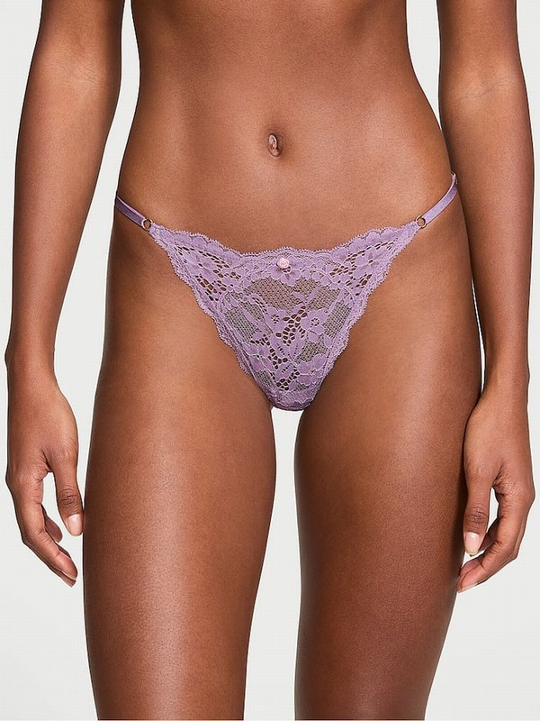 Purple Victoria Secret Frozen Plum Lace Bikini Underwear | UNMBI9502